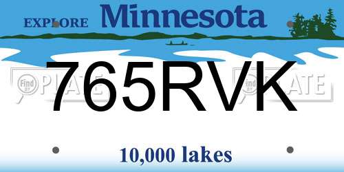 765RVK Minnesota License Plate
