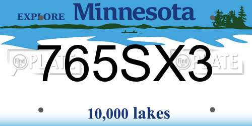 765SX3 Minnesota License Plate