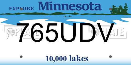 765UDV Minnesota License Plate