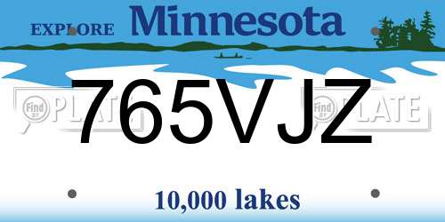 765VJZ Minnesota License Plate