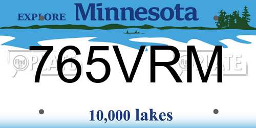 765VRM Minnesota License Plate