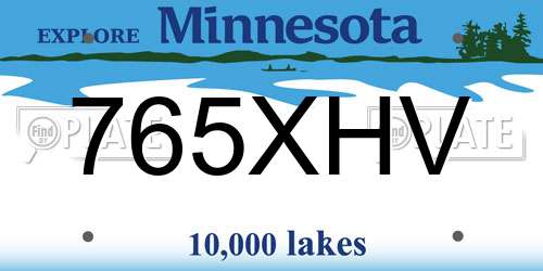 765XHV Minnesota License Plate