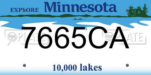7665CA Minnesota License Plate