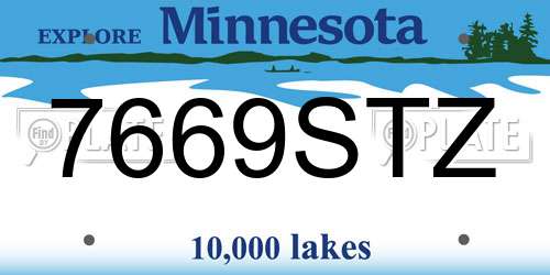 7669STZ Minnesota License Plate