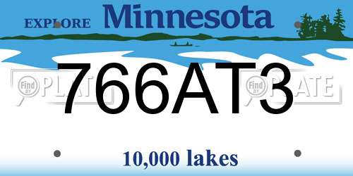 766AT3 Minnesota License Plate