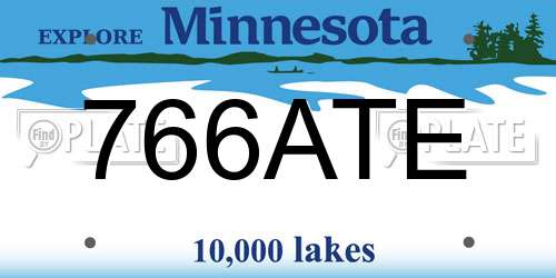 766ATE Minnesota License Plate