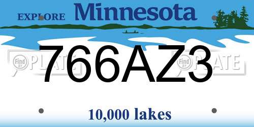 766AZ3 Minnesota License Plate