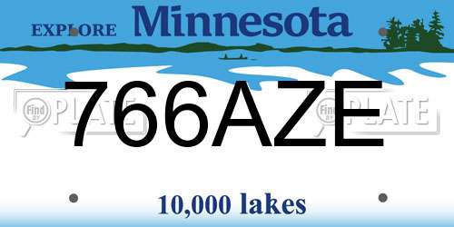 766AZE Minnesota License Plate