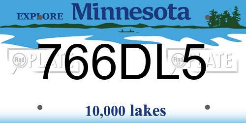 766DL5 Minnesota License Plate