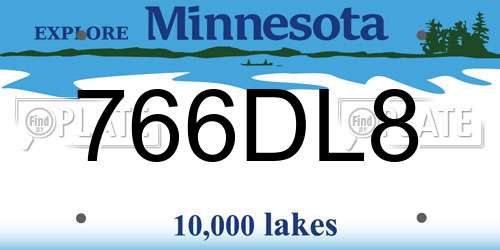 766DL8 Minnesota License Plate