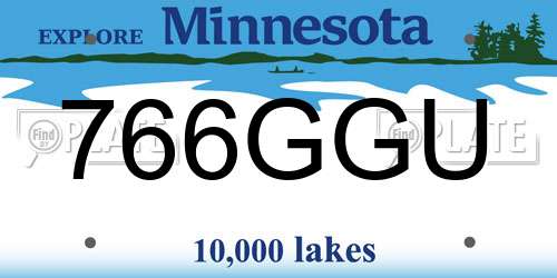766GGU Minnesota License Plate