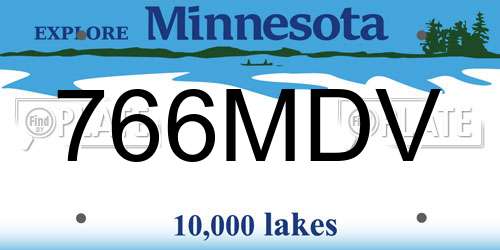 766MDV Minnesota License Plate