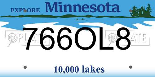 766OL8 Minnesota License Plate