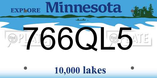 766QL5 Minnesota License Plate