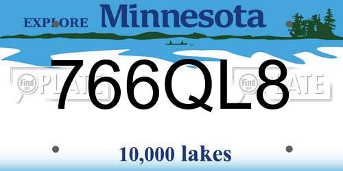 766QL8 Minnesota License Plate