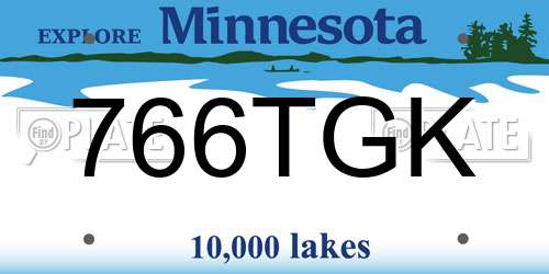 766TGK Minnesota License Plate