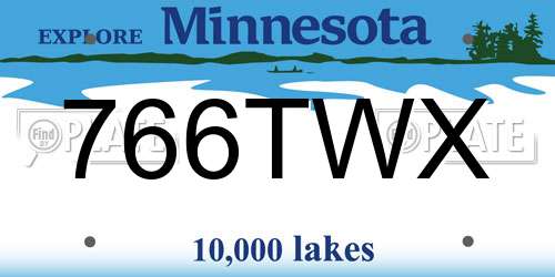 766TWX Minnesota License Plate