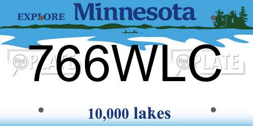 766WLC Minnesota License Plate