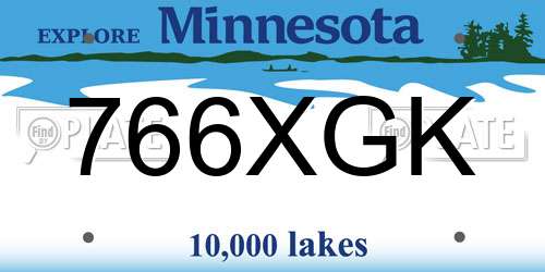 766XGK Minnesota License Plate