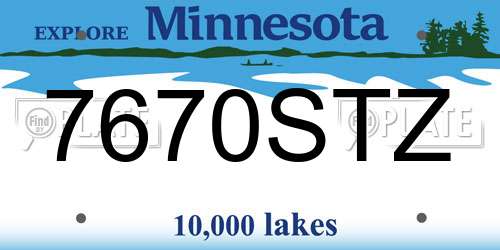 7670STZ Minnesota License Plate