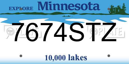 7674STZ Minnesota License Plate
