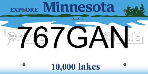 767GAN Minnesota License Plate