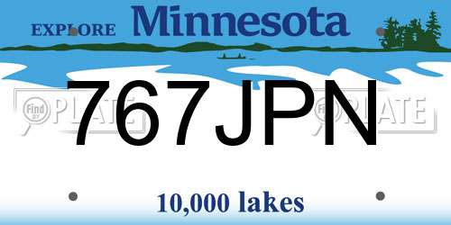767JPN Minnesota License Plate