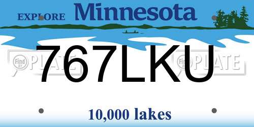 767LKU Minnesota License Plate