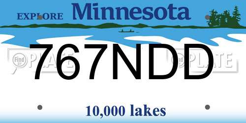 767NDD Minnesota License Plate