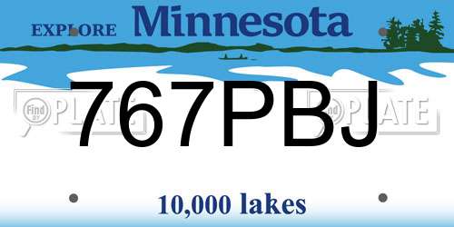 767PBJ Minnesota License Plate