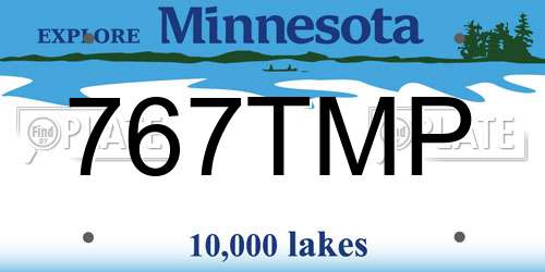 767TMP Minnesota License Plate