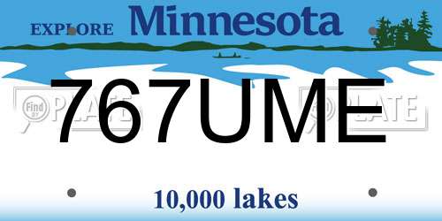 767UME Minnesota License Plate