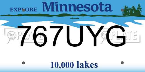 767UYG Minnesota License Plate