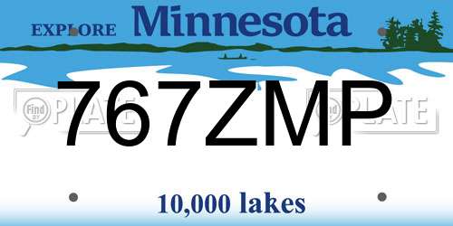767ZMP Minnesota License Plate