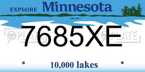 7685XE Minnesota License Plate
