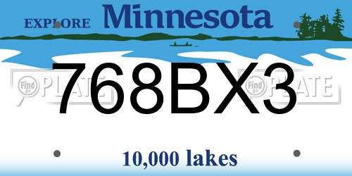 768BX3 Minnesota License Plate