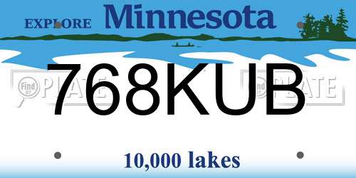 768KUB Minnesota License Plate