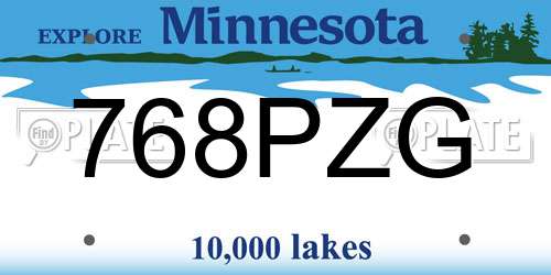 768PZG Minnesota License Plate