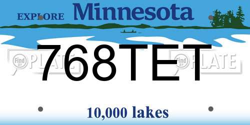 768TET Minnesota License Plate