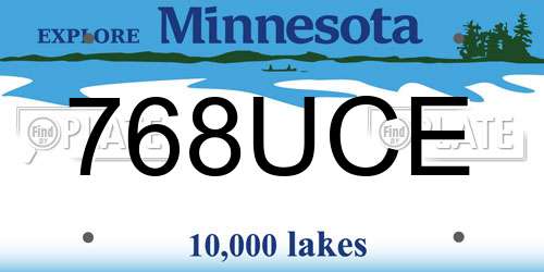 768UCE Minnesota License Plate
