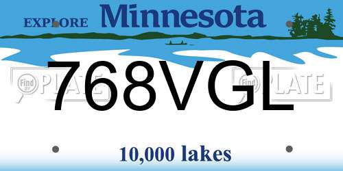 768VGL Minnesota License Plate