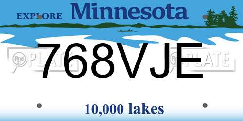 768VJE Minnesota License Plate