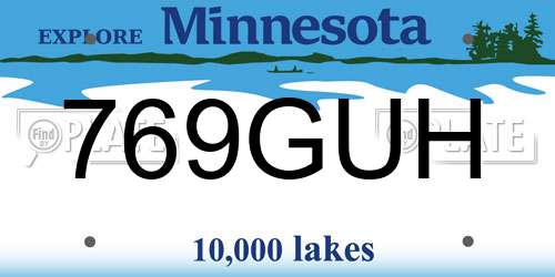 769GUH Minnesota License Plate