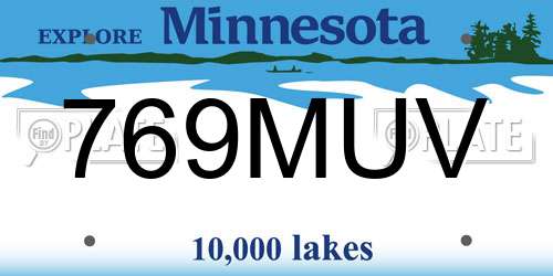 769MUV Minnesota License Plate