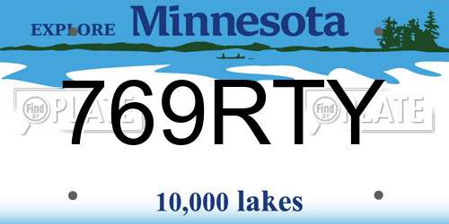 769RTY Minnesota License Plate