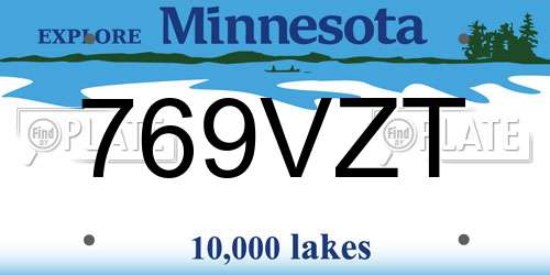 769VZT Minnesota License Plate