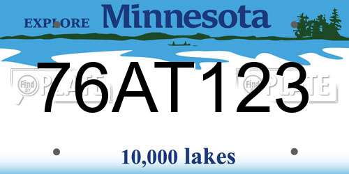 76AT123 Minnesota License Plate