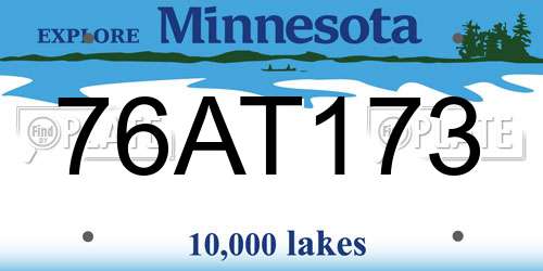 76AT173 Minnesota License Plate