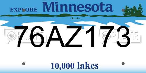 76AZ173 Minnesota License Plate