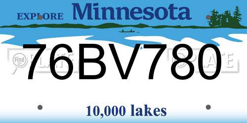 76BV780 Minnesota License Plate